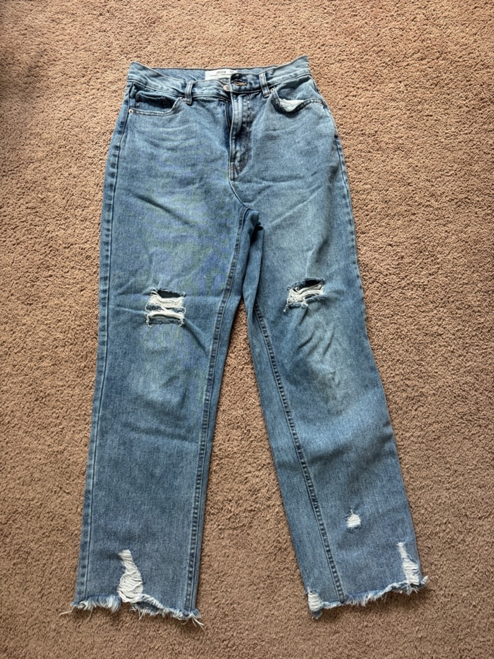 Women’s Ardene Distressed Blue High-Rise Straight Jeans